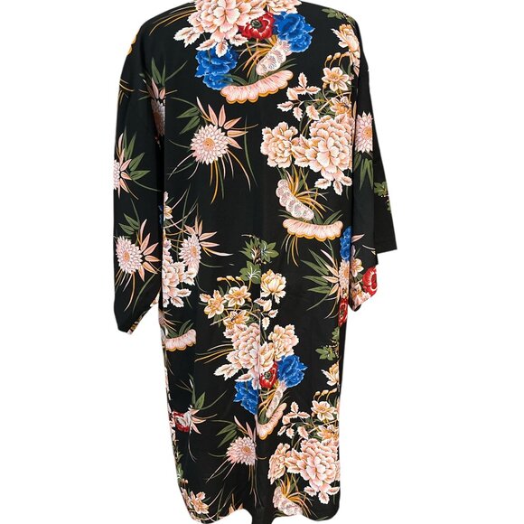 ANOTHER STORY Kimono Duster Size Large Beautiful Large Colourful Floral Pattern - Picture 3 of 6